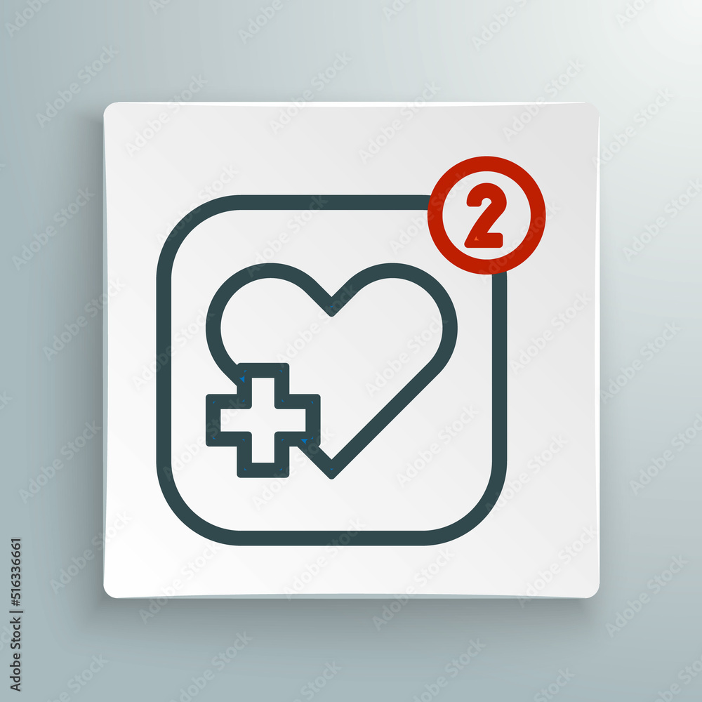 Fototapeta premium Line Smartphone with heart rate monitor function icon isolated on white background. Colorful outline concept. Vector