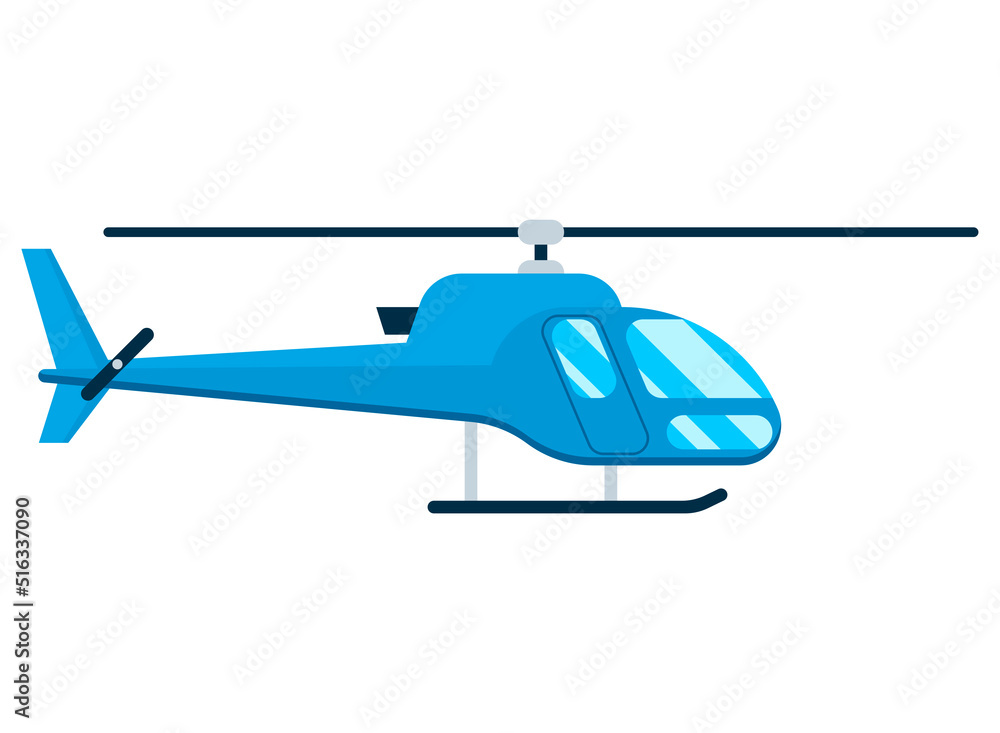 Flat helicopter isolated on white background. Vector illustration.