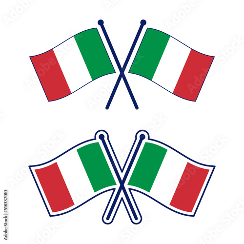 交差したイタリア国旗のアイコンセット
