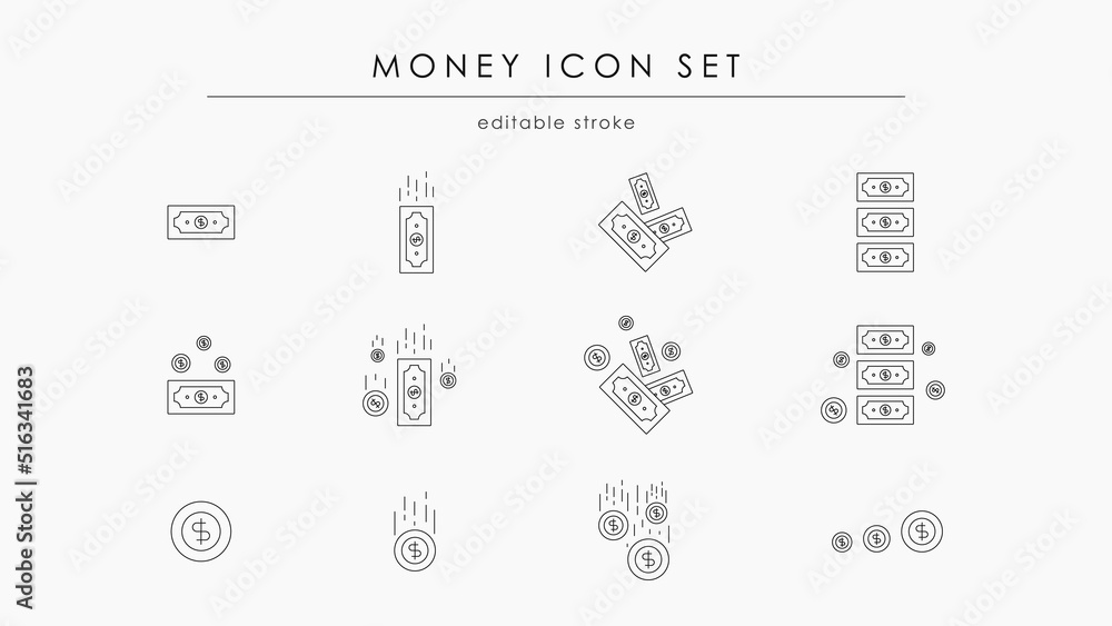 Falling money vector icon set Falling money vector icon set