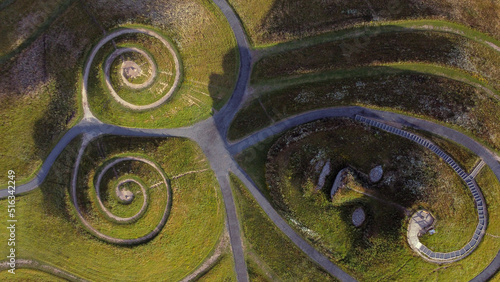 Aerial view of Northumberlandia, a giant land sculpture of a female photo