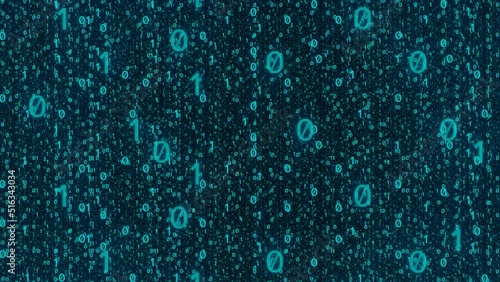 the camera flies through neon light binary numbers space tunnel. 3d render. Concept for authorization, connection, searching or hacking in digital, web or computer network. Metaverse web3