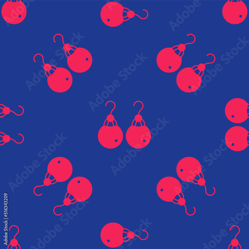 Red Earrings icon isolated seamless pattern on blue background. Jewelry accessories. Vector © Iryna
