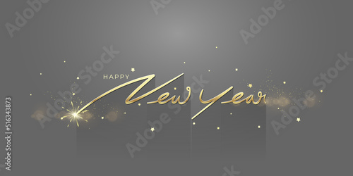 Happy newyear letters banner, vector art and illustration. can use for, landing page, template, ui, web, mobile app, poster, banner, flyer, background photo