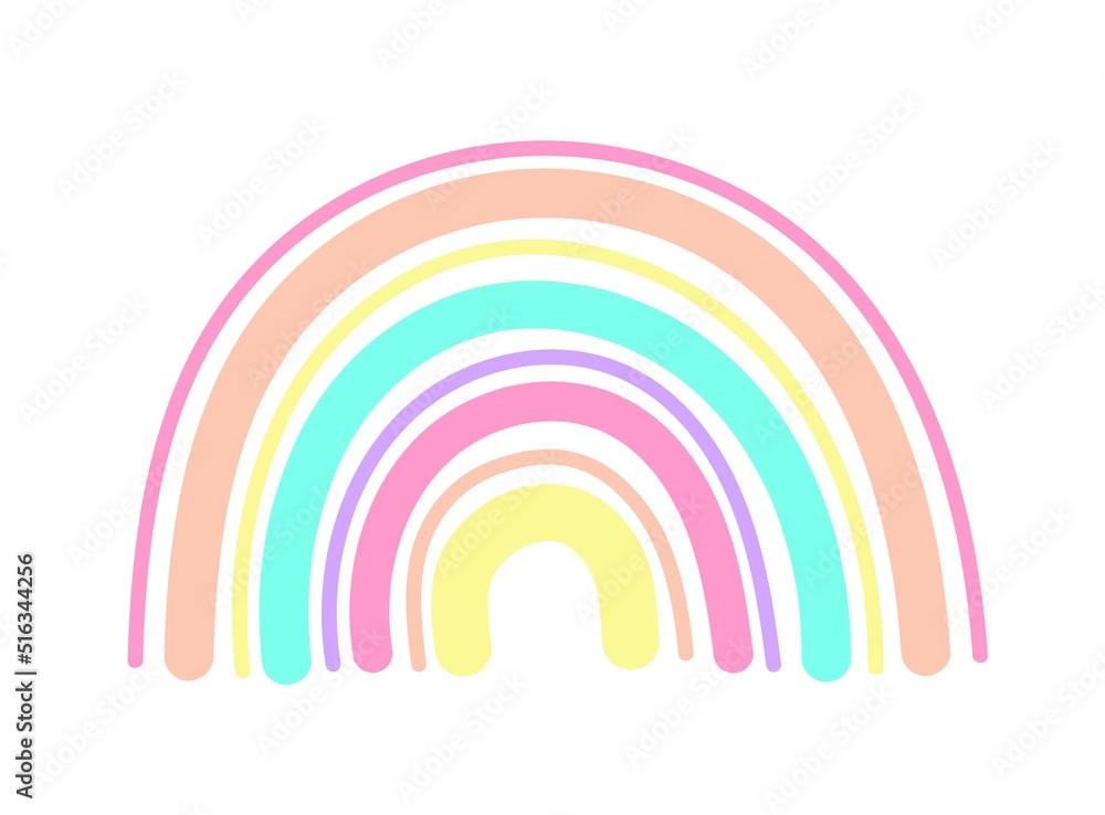 Cute simple rainbow, scandinavian rainbow doodle. Colorful nursery doodle, kids fashion fabric print, childish boho elements vector set Cute simple rainbow, scandinavian rainbow doodle. Colorful nursery doodle, kids fashion fabric print, childish boho elements vector set
