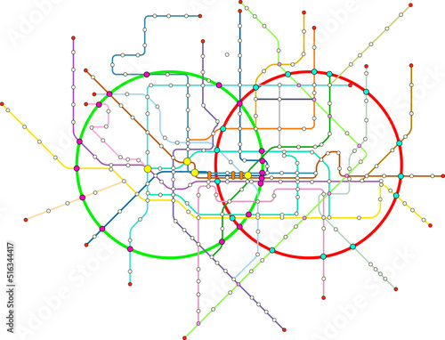 Fictional subway map, public transportation map, free copy space