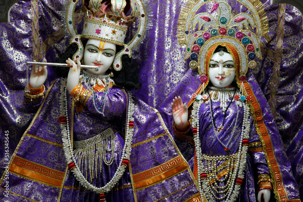 Krishna and Rada statues in a Rishikesh temple