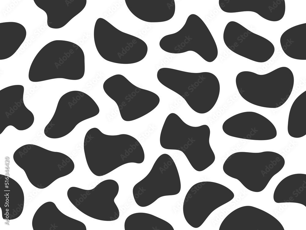 Cow animal skin seamless pattern. Hand drawn spots backdrop. Abstract ...