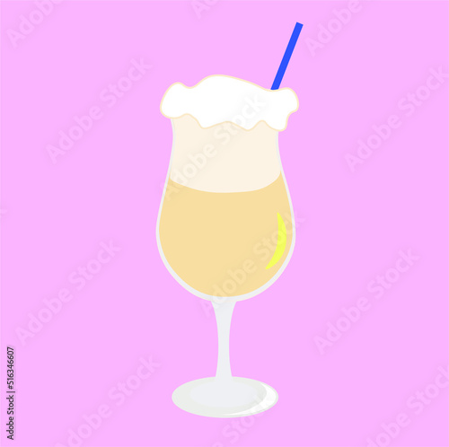 Vector of pina colada coctail isolated. Drink, smoothie.