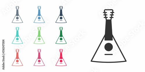 Black Musical instrument balalaika icon isolated on white background. Set icons colorful. Vector