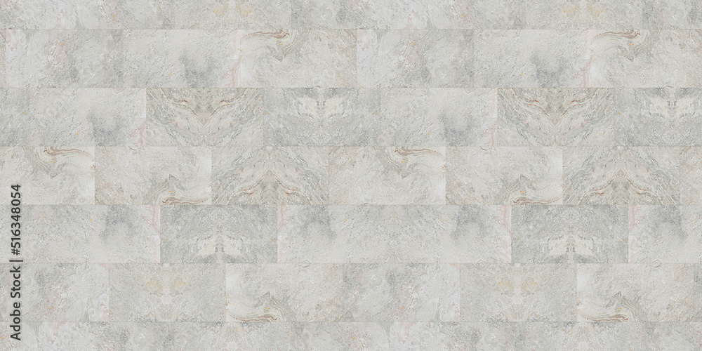 Seamless texture of luxury marble tiles floor or wall in pastel light green blue red grey and white colors. Modern abstract interior graphic element. Exterior tile. Realistic 3D rendering.