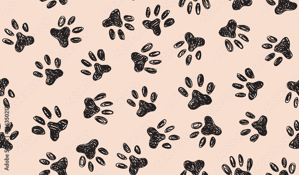 Obraz premium Ink Dog Paw, Cat Paw, grunge style, Vector. 
