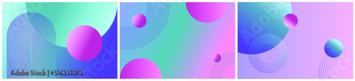 Set of three modern abstract geometric backgrounds in pastel colors