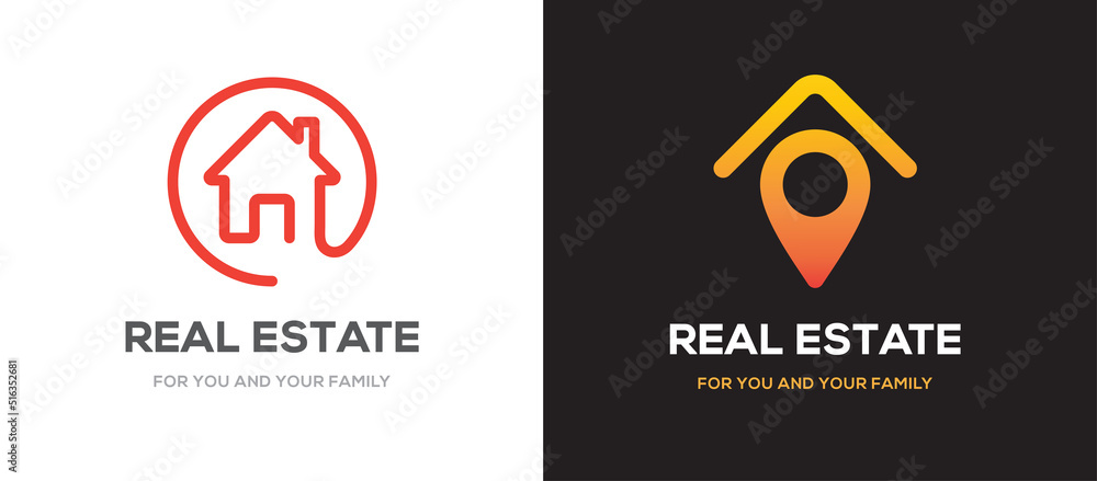 Set of Template signs for real estate agency or cottage town elite class. Real estate logo. Set of Template signs for real estate agency or cottage town elite class. Real estate logo.