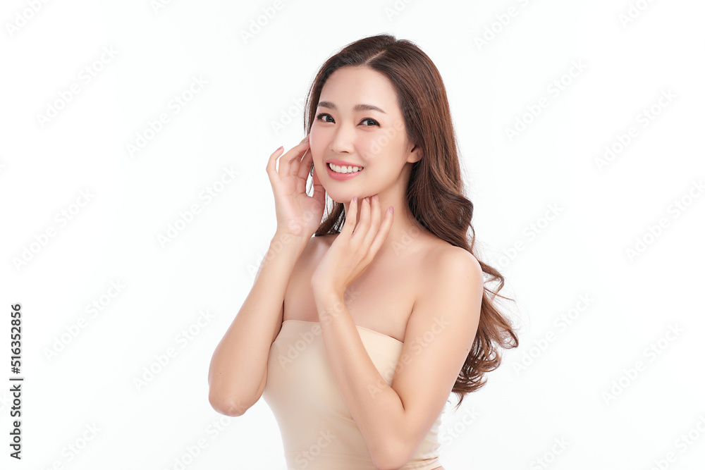 Beautiful young asian woman with clean fresh skin on white background, Face care, Facial treatment, Cosmetology, beauty and spa, Asian women portrait. Beautiful young asian woman with clean fresh skin on white background, Face care, Facial treatment, Cosmetology, beauty and spa, Asian women portrait.