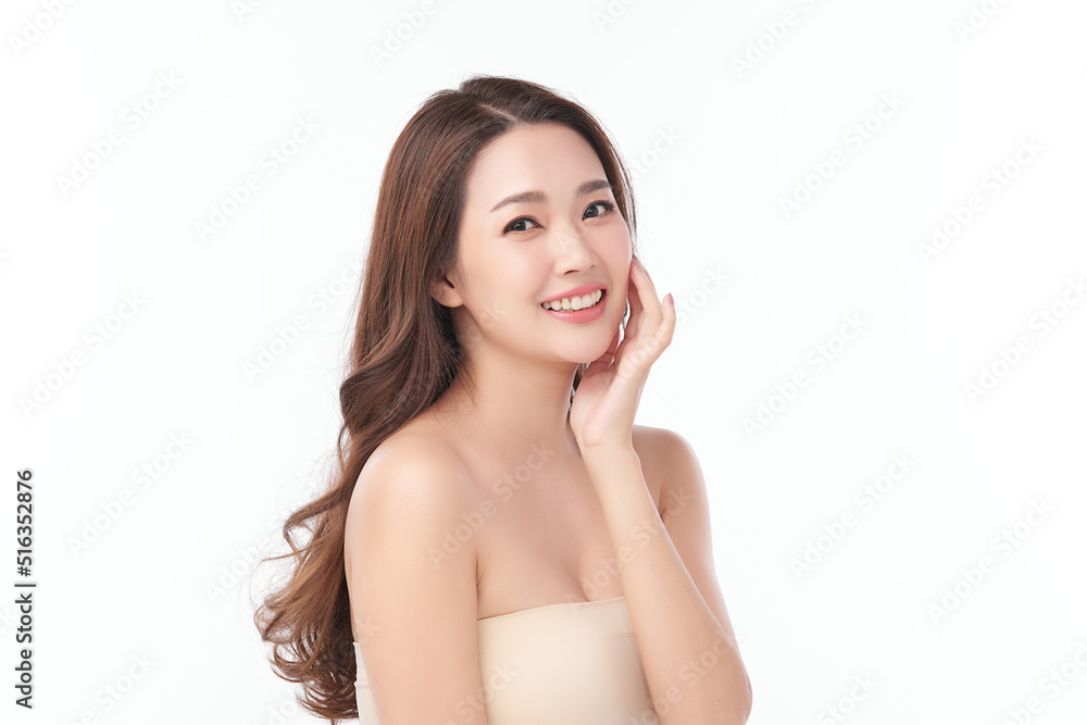 Beautiful young asian woman with clean fresh skin on white background, Face care, Facial treatment, Cosmetology, beauty and spa, Asian women portrait. Beautiful young asian woman with clean fresh skin on white background, Face care, Facial treatment, Cosmetology, beauty and spa, Asian women portrait.
