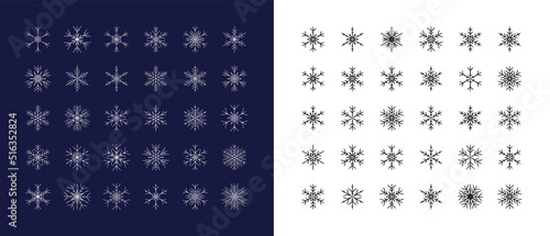 Big Set of Snowflakes Winter Christmas Xmas Design Elements.