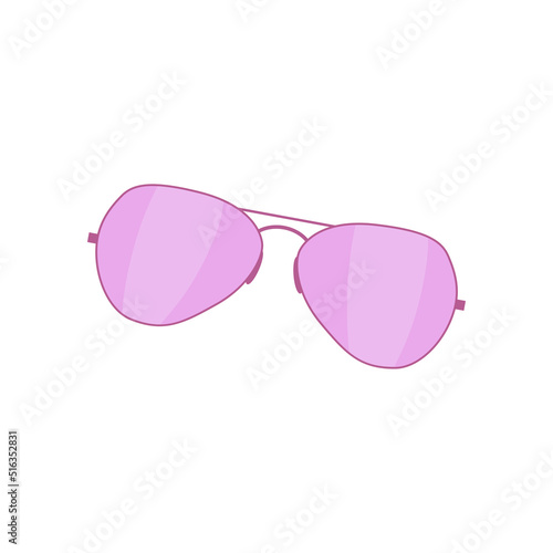 pink glass sunglasses with pink frame on white background