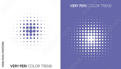 Set of Two Trendy Very Peri Color Halftone, Halftone Dot Pattern. Color of the year 2022..