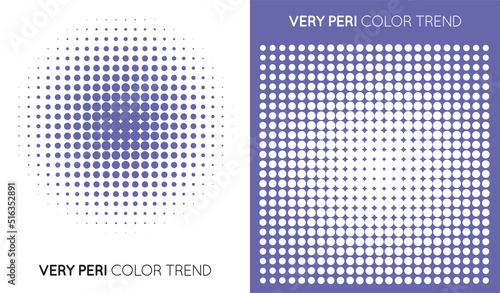 Set of Two Trendy Very Peri Color Halftone, Halftone Dot Pattern. Color of the year 2022..