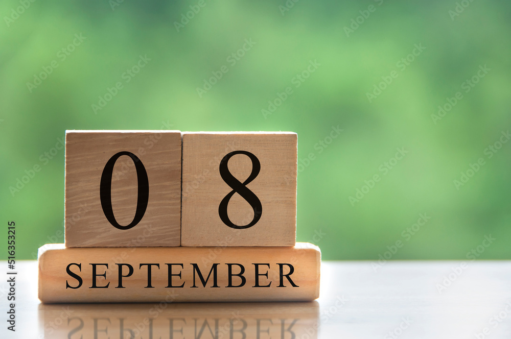 September 8 calendar date text on wooden blocks with copy space for ideas. Copy space and calendar concept September 8 calendar date text on wooden blocks with copy space for ideas. Copy space and calendar concept