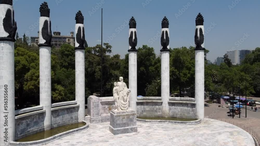 A tilt up shot of the monument to heroic cadets (Niños Heroes), defenders of the homeland, located in the entrance of the Chapultepec park in the capital of Mexico A tilt up shot of the monument to heroic cadets (Niños Heroes), defenders of the homeland, located in the entrance of the Chapultepec park in the capital of Mexico