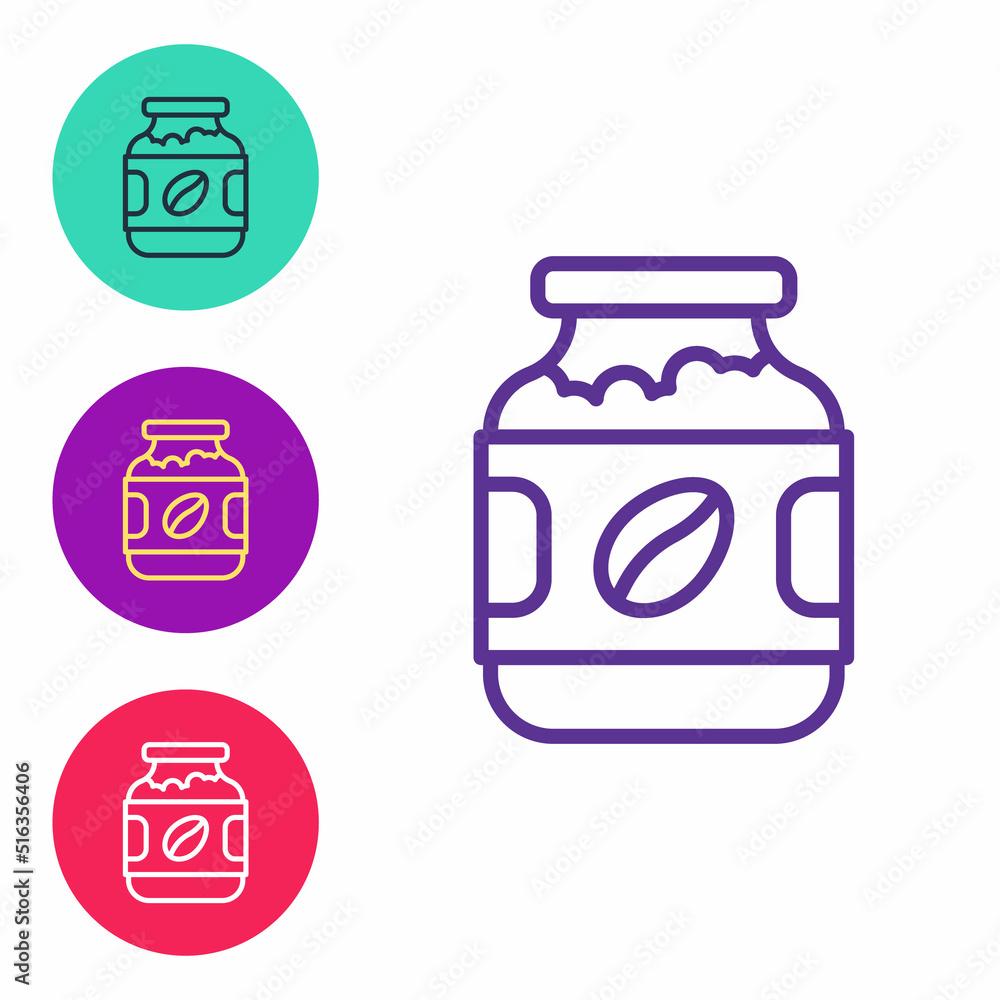 Set line Coffee jar bottle icon isolated on white background. Set icons colorful. Vector Set line Coffee jar bottle icon isolated on white background. Set icons colorful. Vector
