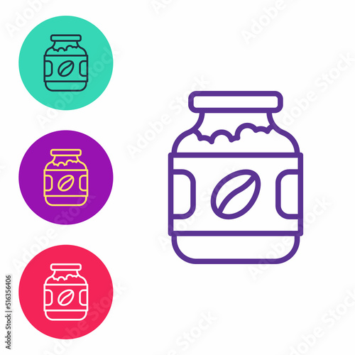 Set line Coffee jar bottle icon isolated on white background. Set icons colorful. Vector
