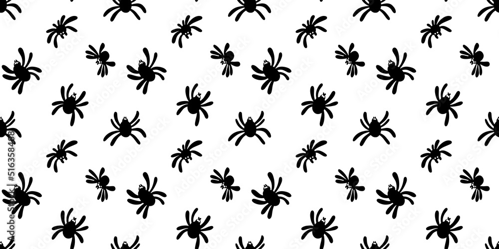 Seamless spider silhouette pattern on white background. Cute spider pattern. Design for printing, paper, packaging. Halloween Pattern. Vector flat illustration Seamless spider silhouette pattern on white background. Cute spider pattern. Design for printing, paper, packaging. Halloween Pattern. Vector flat illustration
