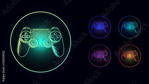 glowing sign video game console vector 