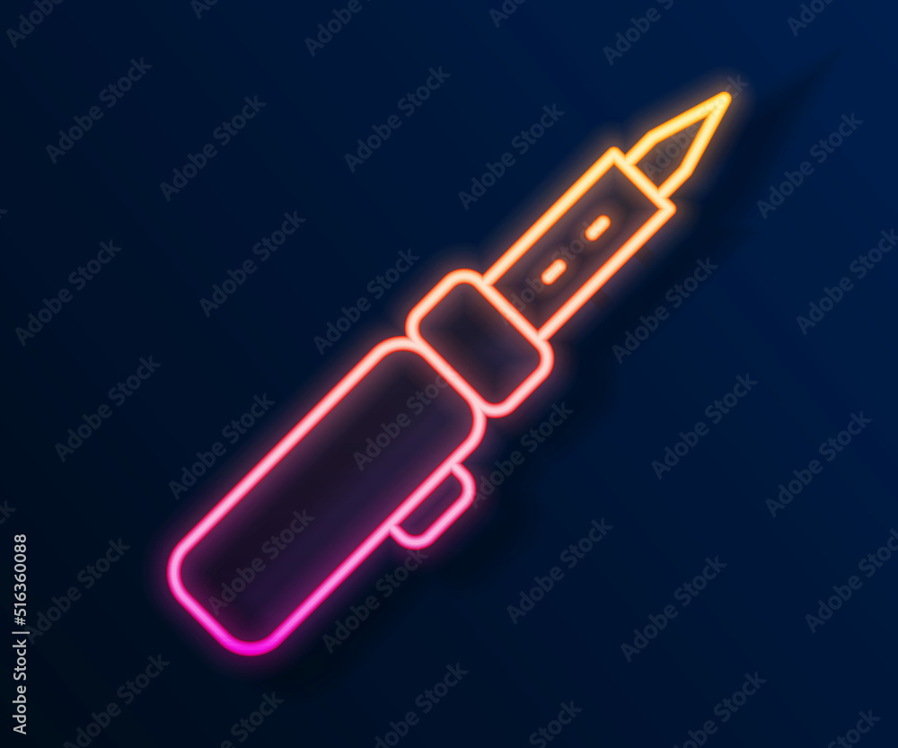 Glowing neon line Soldering iron icon isolated on black background. Vector Glowing neon line Soldering iron icon isolated on black background. Vector