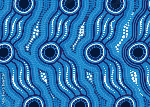 Blue aboriginal dot artwork seamless pattern design