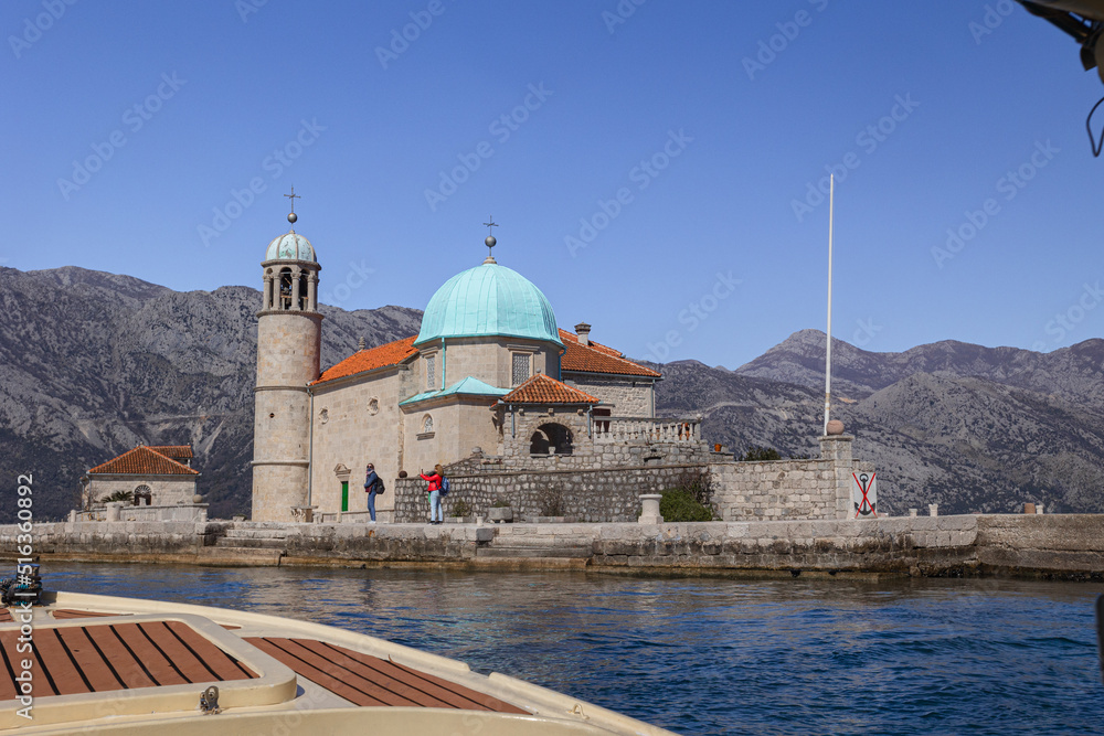 Montenegro, Our Lady of the Rocks, Perast. Boat tour to the church.