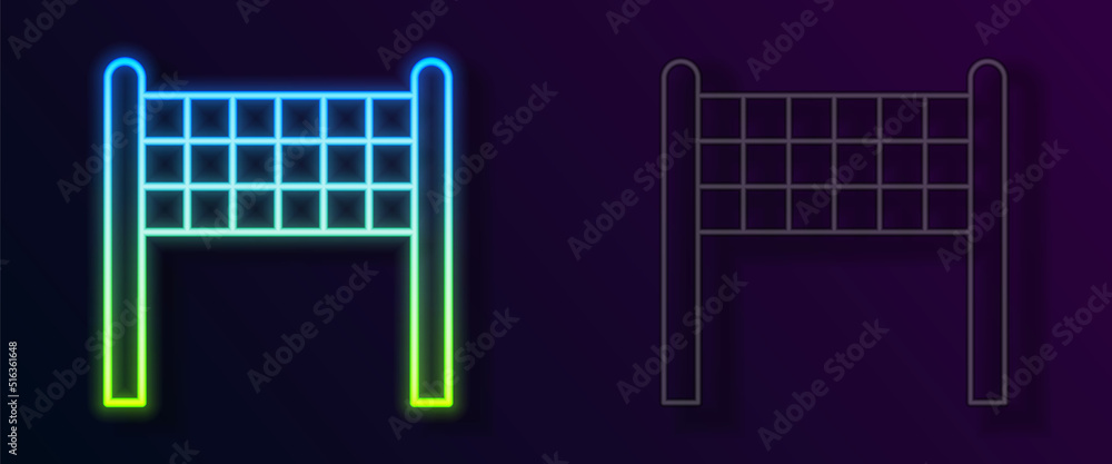 Glowing neon line Volleyball net icon isolated on black background. Vector Glowing neon line Volleyball net icon isolated on black background. Vector