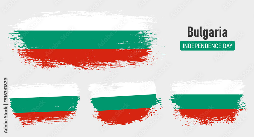 Textured collection national flag of Bulgaria on painted brush stroke effect with white background Textured collection national flag of Bulgaria on painted brush stroke effect with white background