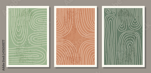 Trendy set of abstract creative minimal artistic hand sketched compositions