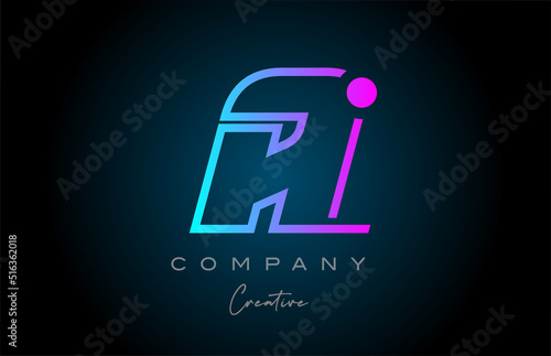 pink and blue A alphabet letter logo icon design with dot. Creative template for business and company
