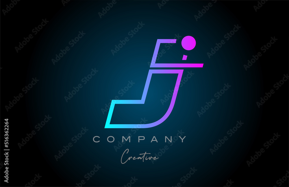 pink and blue J alphabet letter logo icon design with dot. Creative template for business and company pink and blue J alphabet letter logo icon design with dot. Creative template for business and company