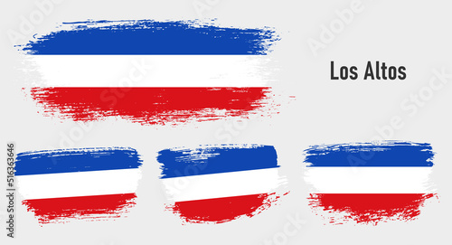 Textured collection national flag of Los Altos on painted brush stroke effect with white background