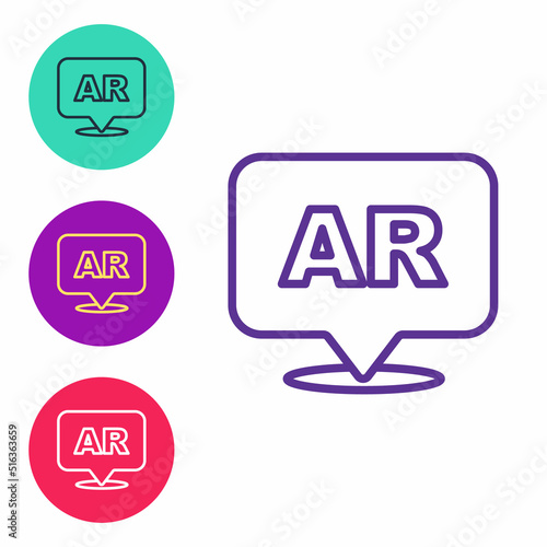 Set line Augmented reality AR icon isolated on white background. Virtual futuristic wearable devices. Set icons colorful. Vector © Iryna