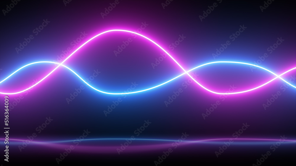 3d render, abstract panoramic background, Realistic neon pink and blue ...