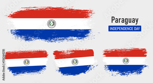 Free Download Textured collection national flag of Paraguay on painted brush stroke effect with white background - GFXLoad