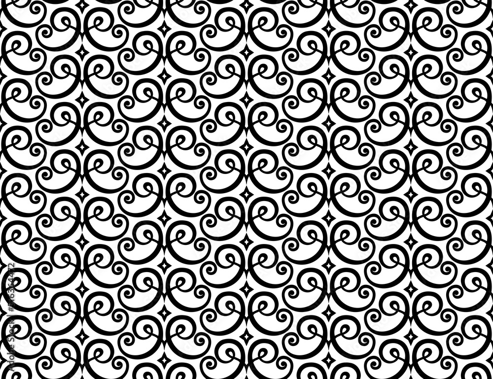 Flower geometric pattern. Seamless vector background. White and black ornament Flower geometric pattern. Seamless vector background. White and black ornament