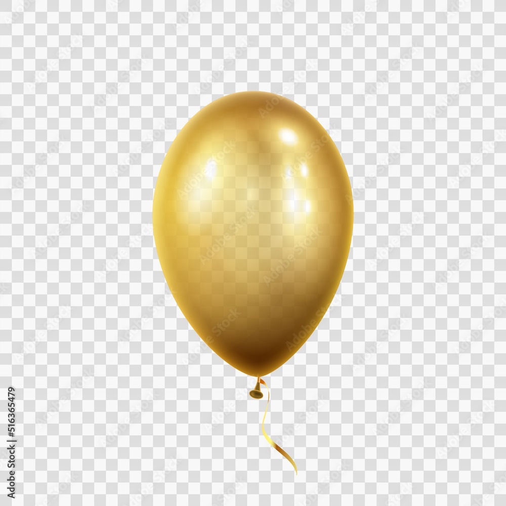 Balloon isolated on transparent background. Vector realistic gold ...