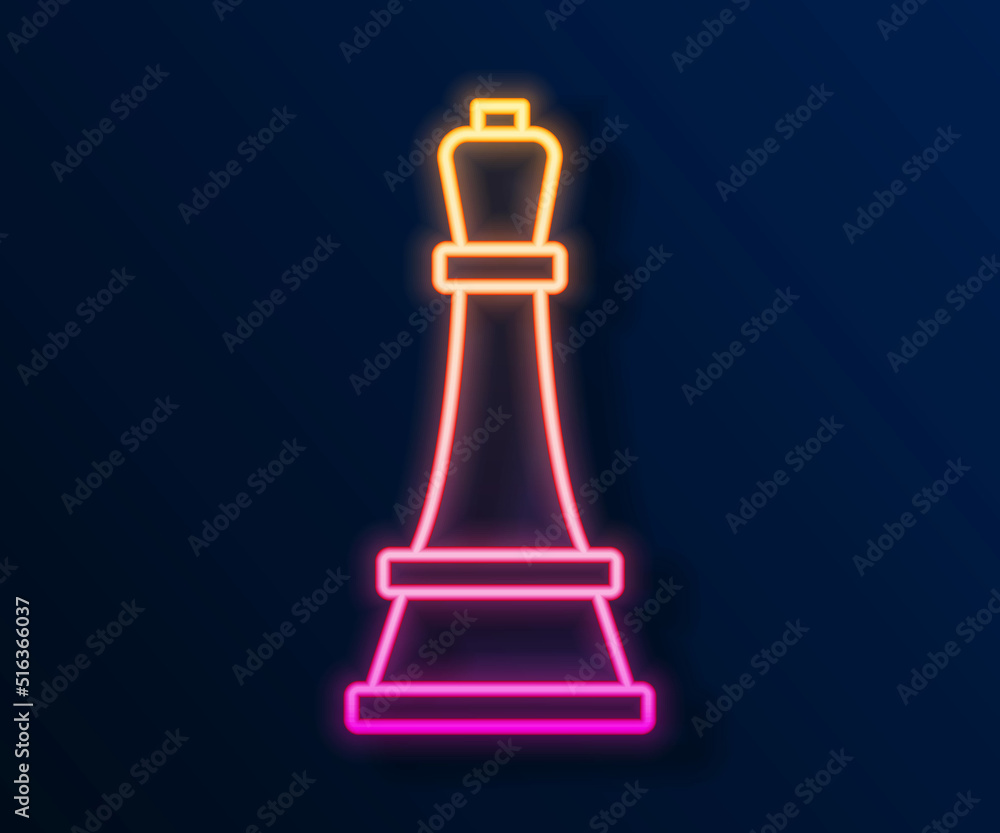 Glowing neon line Chess icon isolated on black background. Business strategy. Game, management, finance. Vector Glowing neon line Chess icon isolated on black background. Business strategy. Game, management, finance. Vector