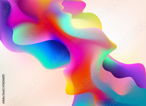 Abstract liquid holographic gradient shape. 3D Vector colorful design element. 