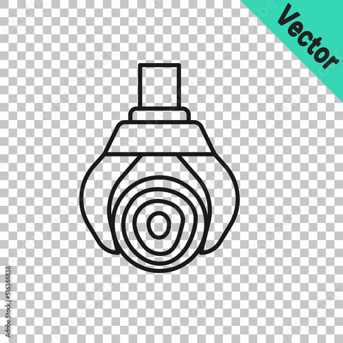 Black line Grapple crane grabbed a log icon isolated on transparent background. Forest industry. Industrial crane for lumber trunk wood production. Vector