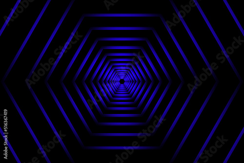 Fototapeta Naklejka Na Ścianę i Meble -  Hexagon Background. A Tunnel in different Shapes an Colours
