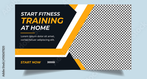Gym fitness sport training youtube thumbnail design for any gym yoga sport youtube video cover web banner thumbnail template for gym fitness sports social media concept
