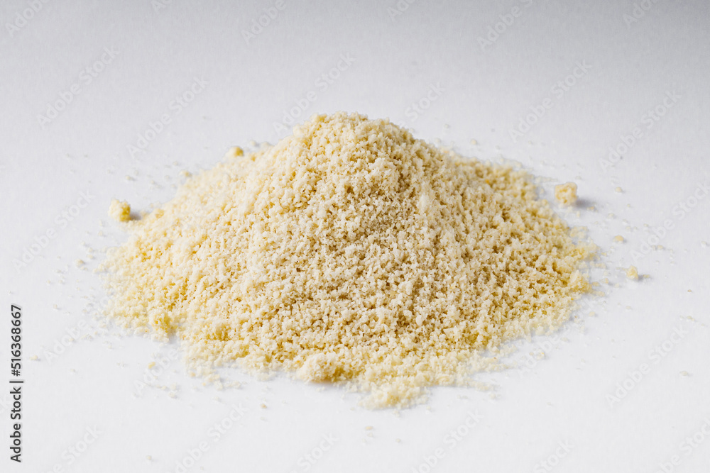 almond flour on a white acrylic background almond flour on a white acrylic background